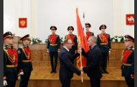 Церемония передачи копий боевых знамен воинских формирований